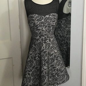 Black & White Lace Printed Betsey Johnson Dress